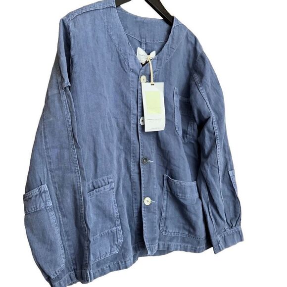 COPY - NWT Zara premium denim woman’s cotton linen blue denim jacket size M - Picture 6 of 8